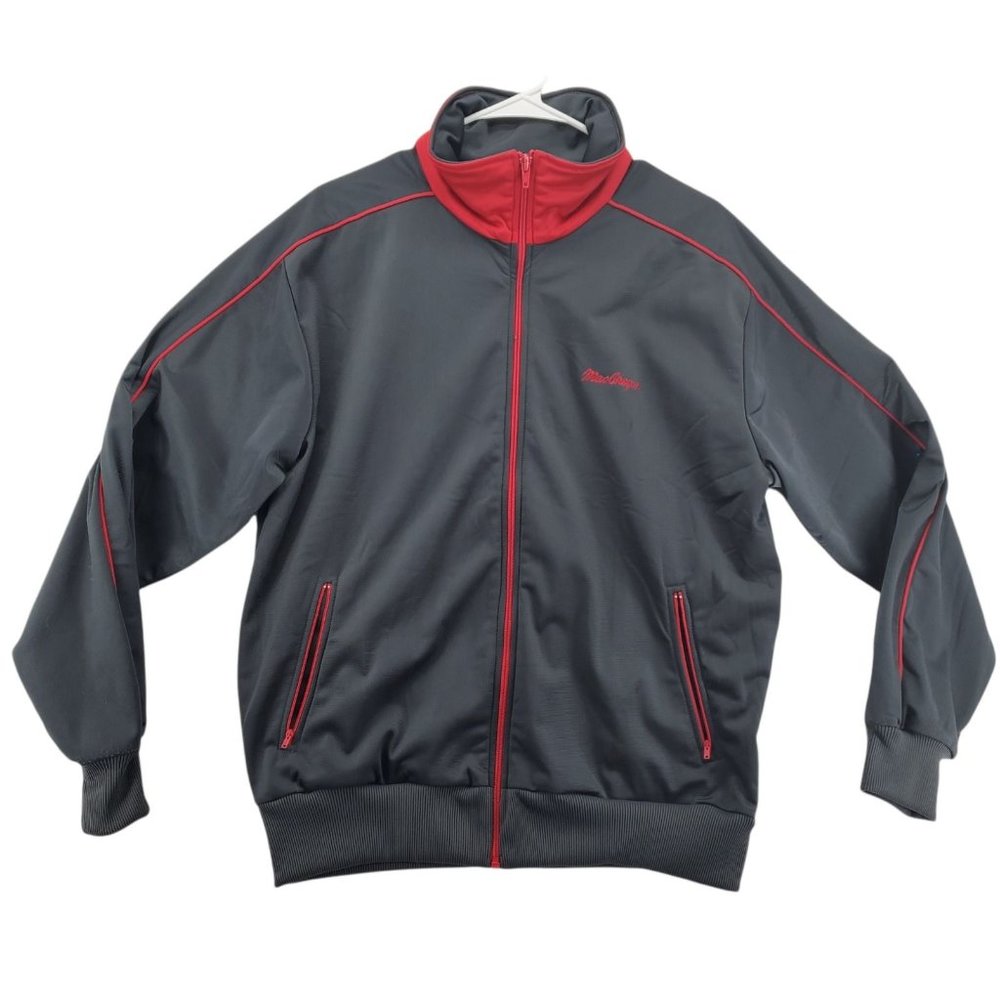 MacGregor Jacket Men's Long Sleeve Full Zip High Neck Zippered Pockets Gray Lg